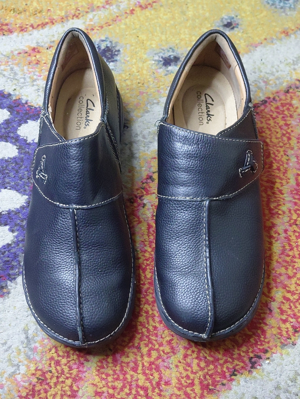 Clarks Men's Black Leather Slip-On Loafers